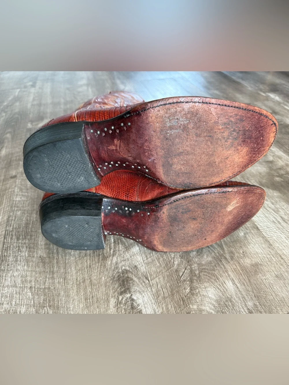 Mens Vintage Justin 8303 Teju Lizard Exotic Cowboy Western Boots sz 10.5 E